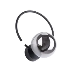 Wandlampe Metall Rauchglas G9 Schwarz Graphit Kugel Schirm