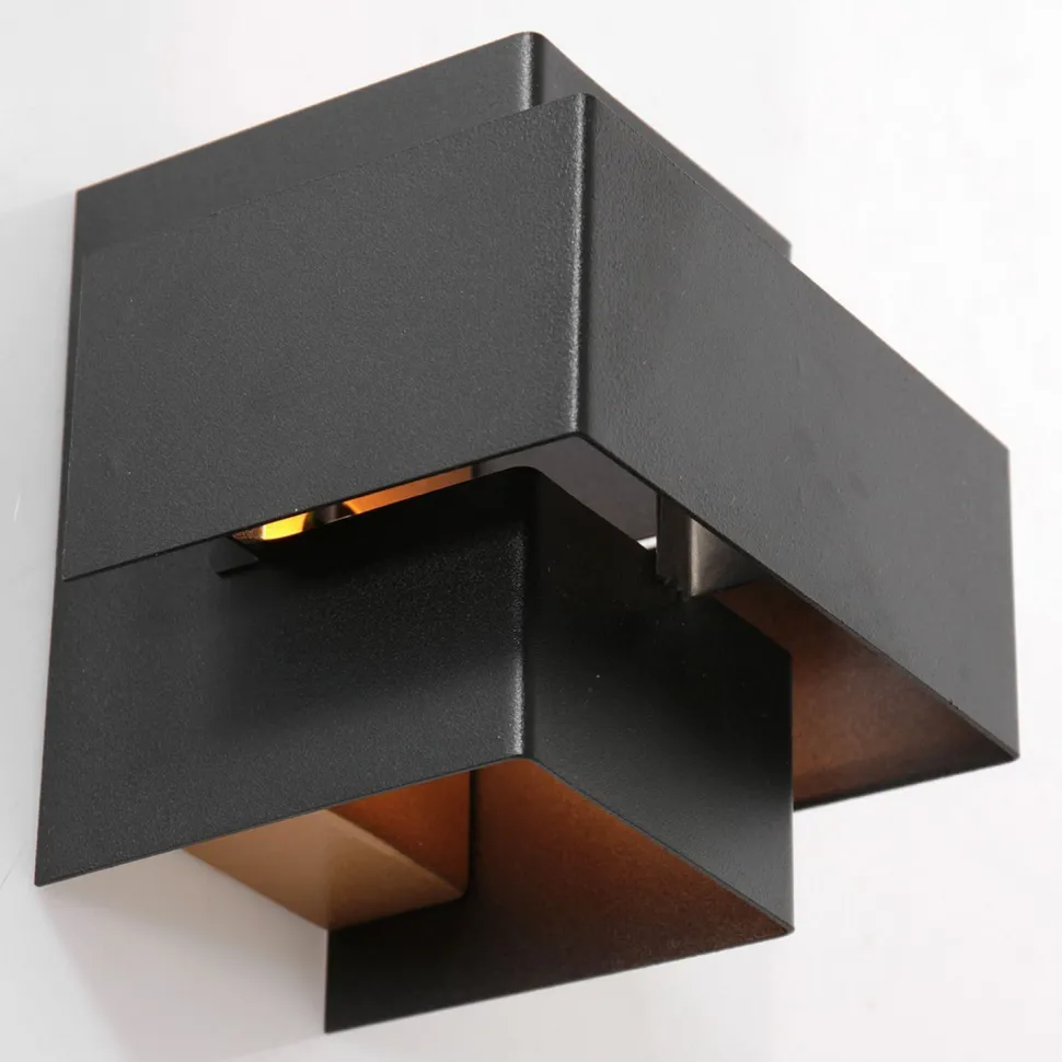 Wandlampe Metall Schwarz Gold H:13 cm inkl. G9 indirekt