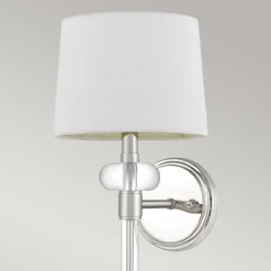 Wandlampe Metall Stoff H: 67,6 cm in Nickel poliert Weiß