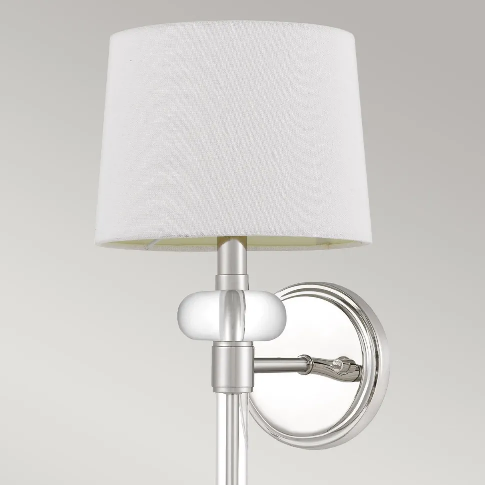 Wandlampe Metall Stoff H: 67,6 cm in Nickel poliert Weiß