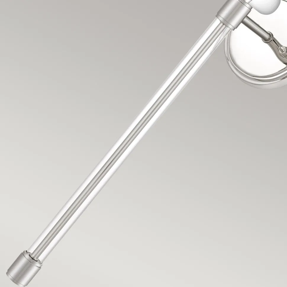 Wandlampe Metall Stoff H: 67,6 cm in Nickel poliert Weiß
