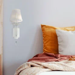 Wandlampe Metall Stoff H: 39 cm E14 Klassisch LILJA