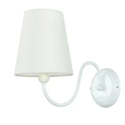 Wandlampe Metall Weiß Stoff Lampe Rustikal