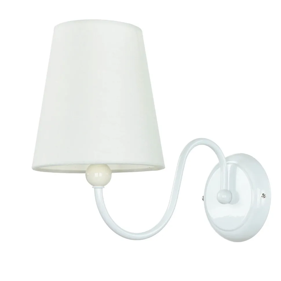 Wandlampe Metall Weiß Stoff Lampe Rustikal