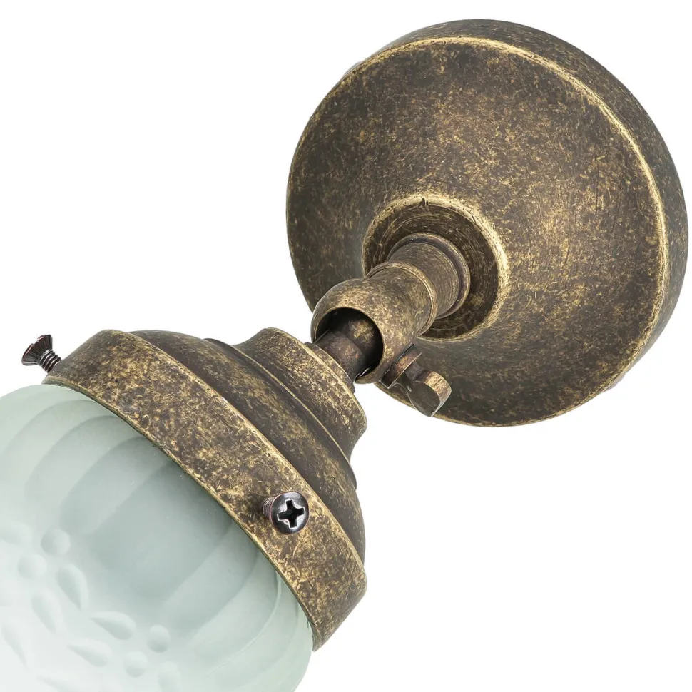 Wandlampe mit Glasschirm Floral aus Echt-Messing