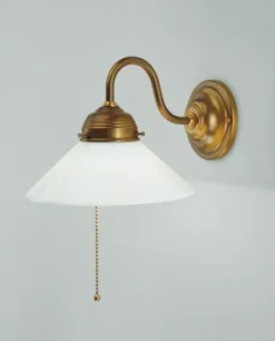 Wandlampe mit Schalter Echt-Messing Glas E27 Jugendstil