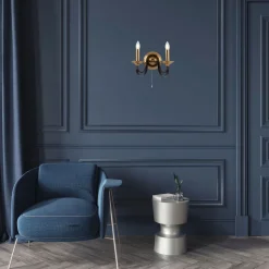 Wandlampe mit Schalter 2-flammig E14 in Bronze B: 33 cm