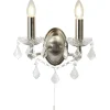 Wandlampe mit Schalter 2-flammig E14 in Silber matt