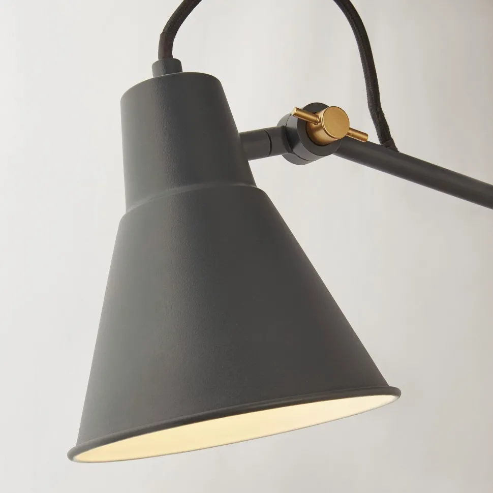 Wandlampe mit Schalter Gelenk verstellbar Grau Metall