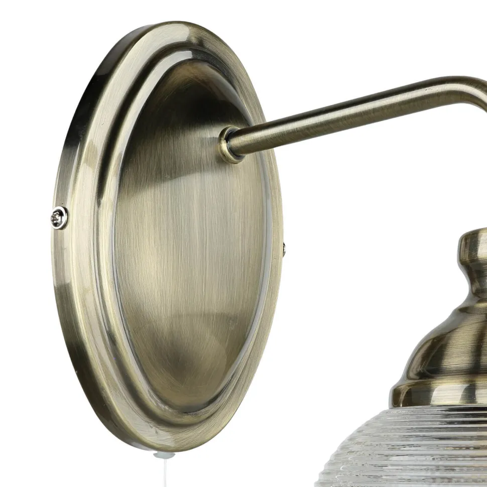 Wandlampe mit Schalter H: 24,5 cm in Messing antik E27