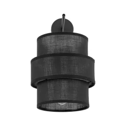 Wandlampe mit Schalter H: 33 cm Stoff Metall Schwarz E27