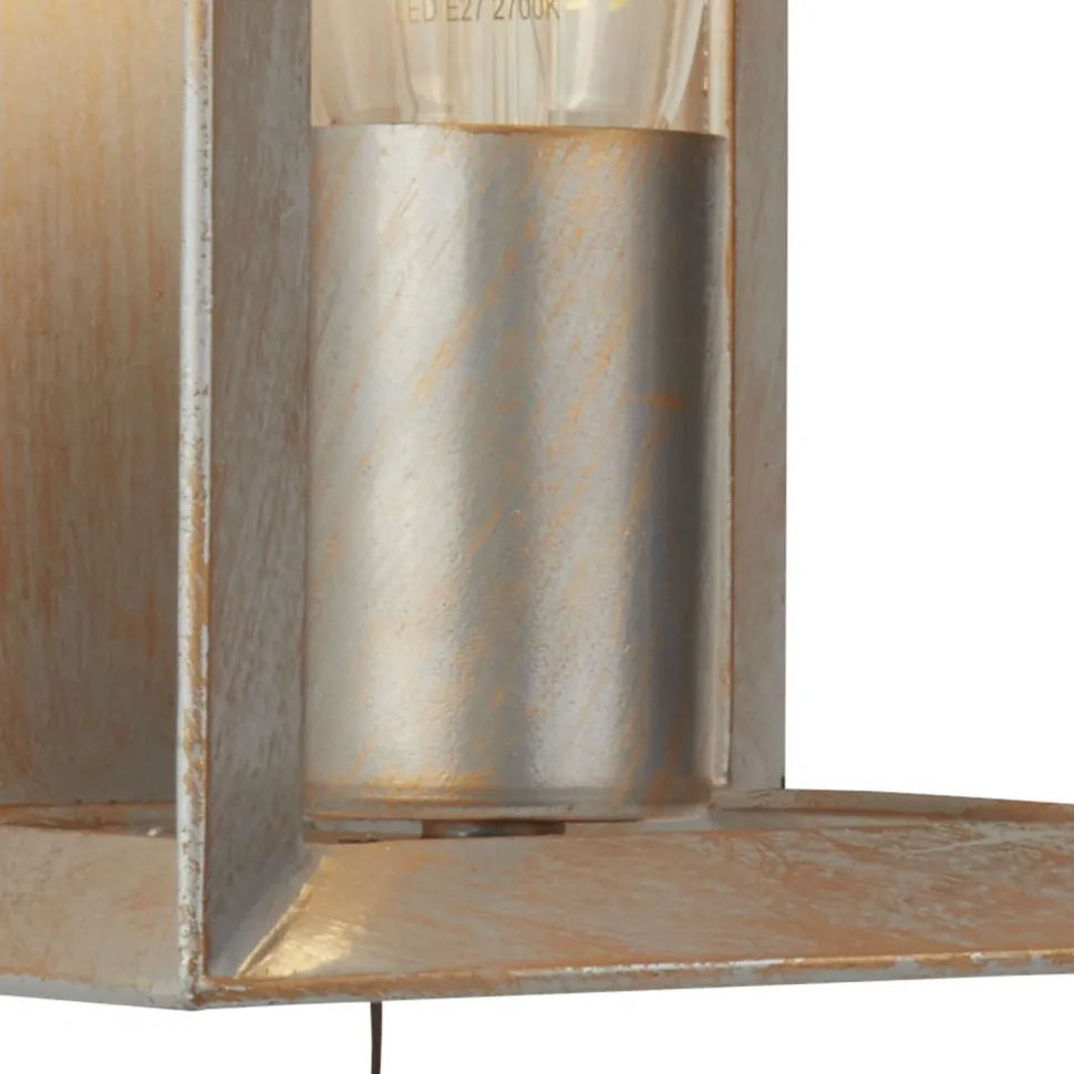 Wandlampe mit Schalter in Silber-Gold E27 Metall H: 23,5 cm