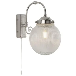 Wandlampe mit Schalter IP44 Chrom Weiß Kugelschirm Bad