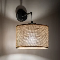 Wandlampe mit Schalter Jute E27 H: 30 cm Boho RIANNE
