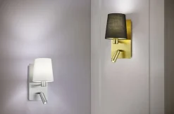 Wandlampe mit Schalter Metall Stoff Leselicht flexibel