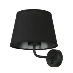Wandlampe mit Schalter Schwarz Stoffschirm MAJA