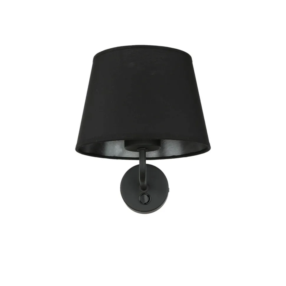 Wandlampe mit Schalter Schwarz Stoffschirm MAJA