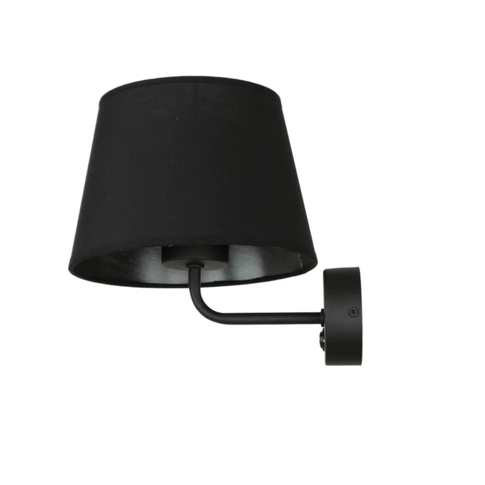 Wandlampe mit Schalter Schwarz Stoffschirm MAJA