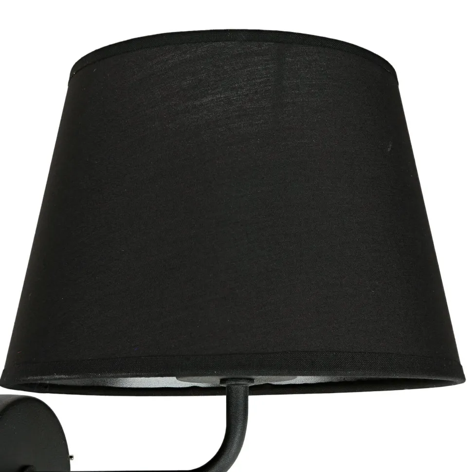 Wandlampe mit Schalter Schwarz Stoffschirm MAJA