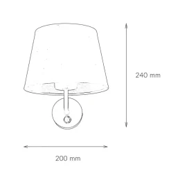 Wandlampe mit Schalter Schwarz Stoffschirm MAJA