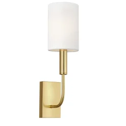 Wandlampe mit Schirm in Messing Weiß Jugendstil