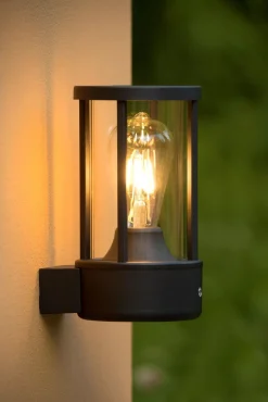 Wandlampe mit Sensor Aluminium Glas Anthrazit IP44 E27