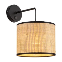 Wandlampe Modern Boho Korbschirm Metall E27 wohnlich