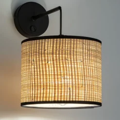 Wandlampe Modern Boho Korbschirm Metall E27 wohnlich