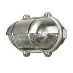Wandlampe Nickel IP64 Echt-Messing oval Maritim