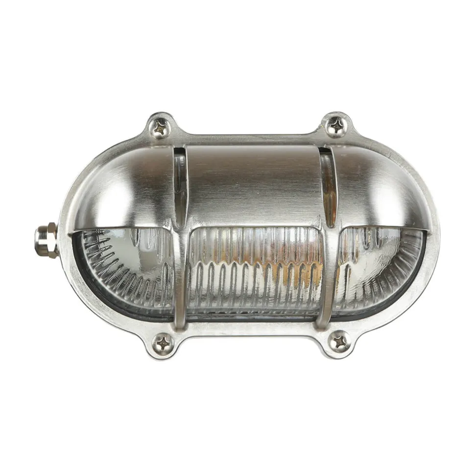 Wandlampe Nickel IP64 Echt-Messing oval Maritim
