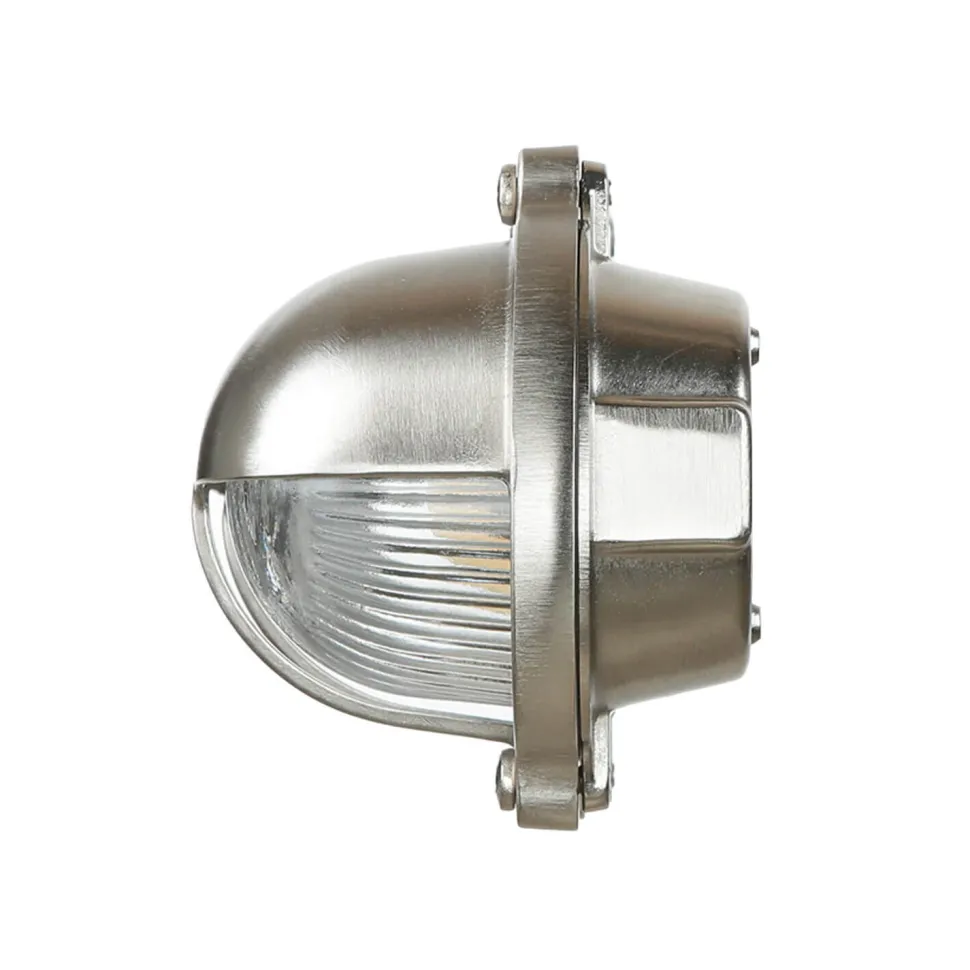 Wandlampe Nickel IP64 Echt-Messing oval Maritim