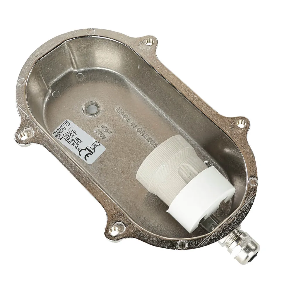 Wandlampe Nickel IP64 Echt-Messing oval Maritim