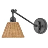 Wandlampe Rattan Metall Gelenkarm schwenkbar E27 zum Lesen