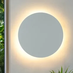 Wandlampe rund Metall Ø 30 cm flach Weiß G9 Modern