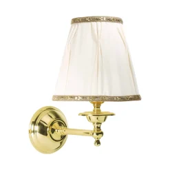 Wandlampe Schlafzimmer H: 26 cm klein Messing Stoff