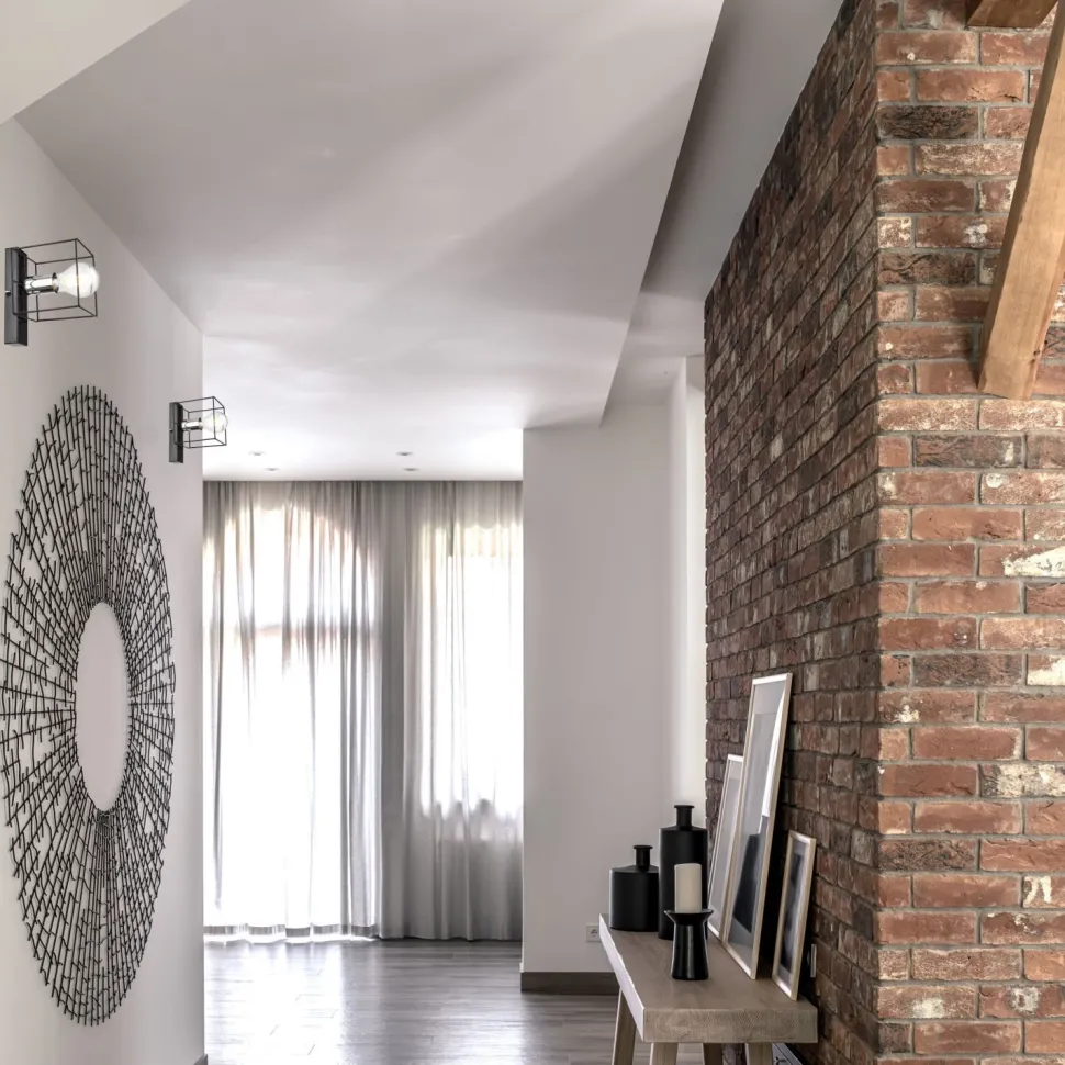 Wandlampe Schwarz Chrom Würfel Metall Draht für E27 B: 13 cm