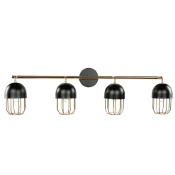 Wandlampe Schwarz Gold groß 4x E14 Metall Loft Design