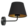Wandlampe Schwarz Gold Stoffschirm konisch H:23 cm E27