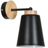 Wandlampe Schwarz Holz Metall Schirm Skandinavisch