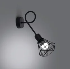 Wandlampe Schwarz lang Retro E27 Käfigschirm BUNA
