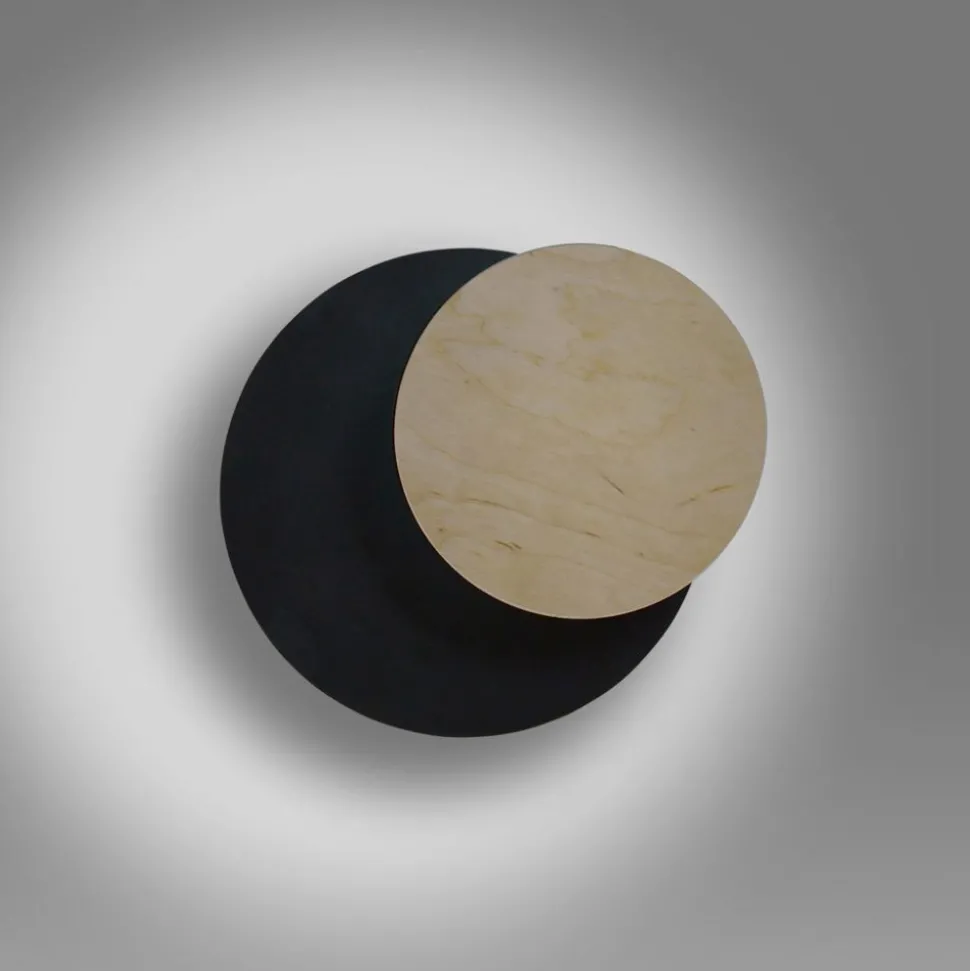 Wandlampe Schwarz Natur G9 rund indirekte Beleuchtung