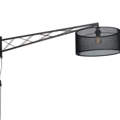Wandlampe Schwarz T:118 cm E27 mit Schalter Wandleuchte