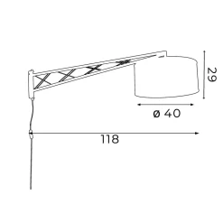 Wandlampe Schwarz T:118 cm E27 mit Schalter Wandleuchte