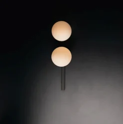 Wandlampe Schwarz Weiß Glaskugel E14 H:60 cm 2-flammig