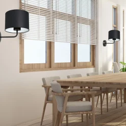 Wandlampe Schwarz Weiß Stoff Metall H:23 cm wohnlich