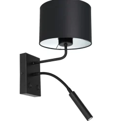 Wandlampe Schwarz Weiß Stoff Lesearm E27 G9 wohnlich