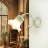 Wandlampe Shabby Chic Echt-Messing Glas floral