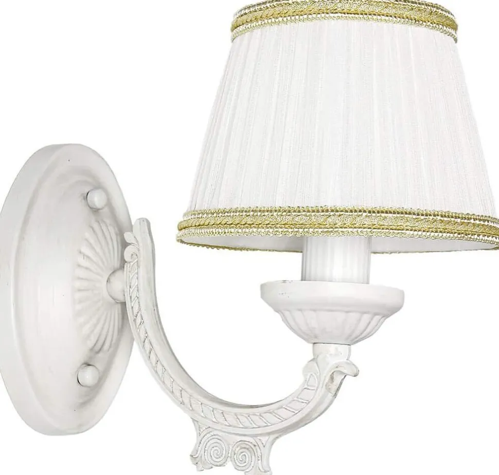 Wandlampe Shabby Weiß Stoff Klassisch E14 SOFIA