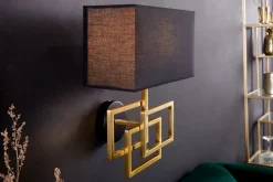 Wandlampe Stoff blendarm T:20 cm E27 in Gold Schwarz