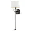 Wandlampe Stoff Metall 67,6 cm hoch Modern Bronze Antik Weiß